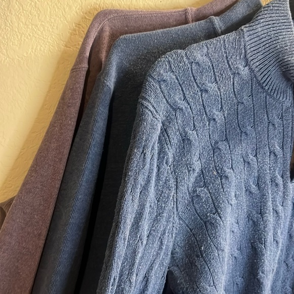 Set of 3 Men's polo by Ralph Lauren Sweaters. Two blue and one purple size Lrg